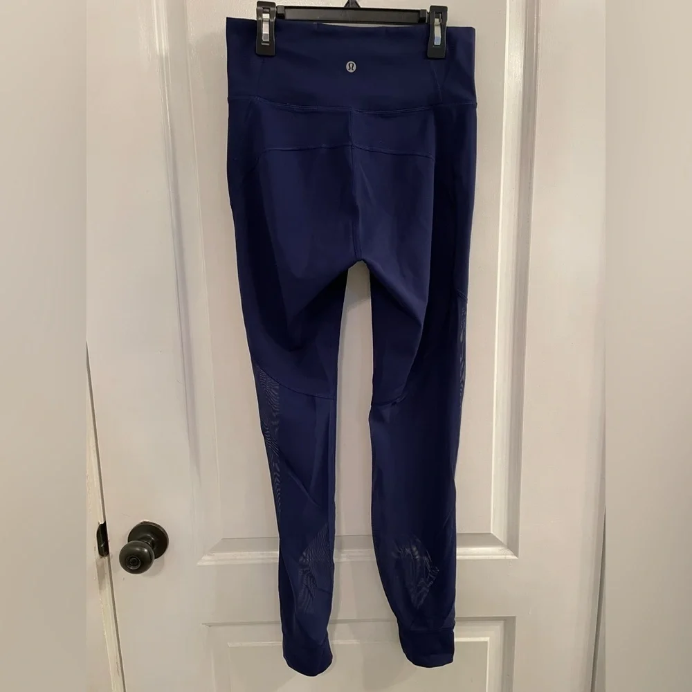 Lululemon Deep Breath Tight Mesh Pannel Leggings Dark Blue